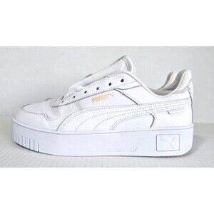 Puma Carina Street Womens Size 8.5 White Gold leather Platform Sneakers